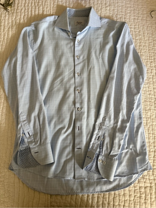 Stenströms Other - Stenströms Fitted Body Blue Plaid Twofold Cotton Dress Shirt 16/41
